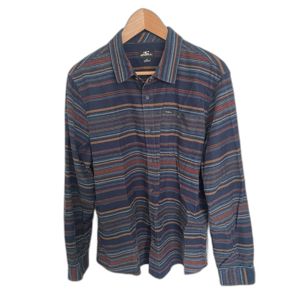 O'Neill Mens Button Down Sz M Striped Skater Indie Alternative Y2k Casual